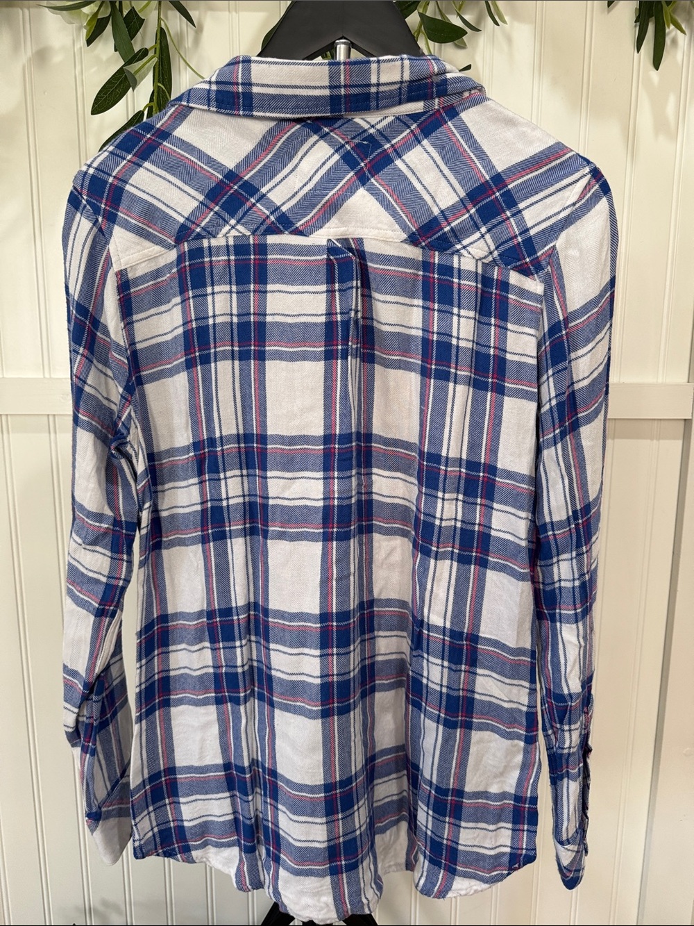 #625 RAILS Blue, White w Raspberry Plaid Button-Down Shirt - Picture 7 of 7